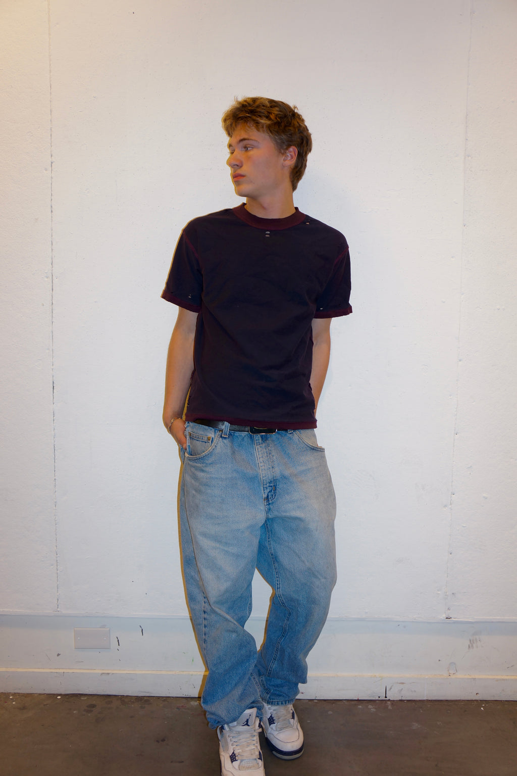 BOXER Tee (Navy and Wine)