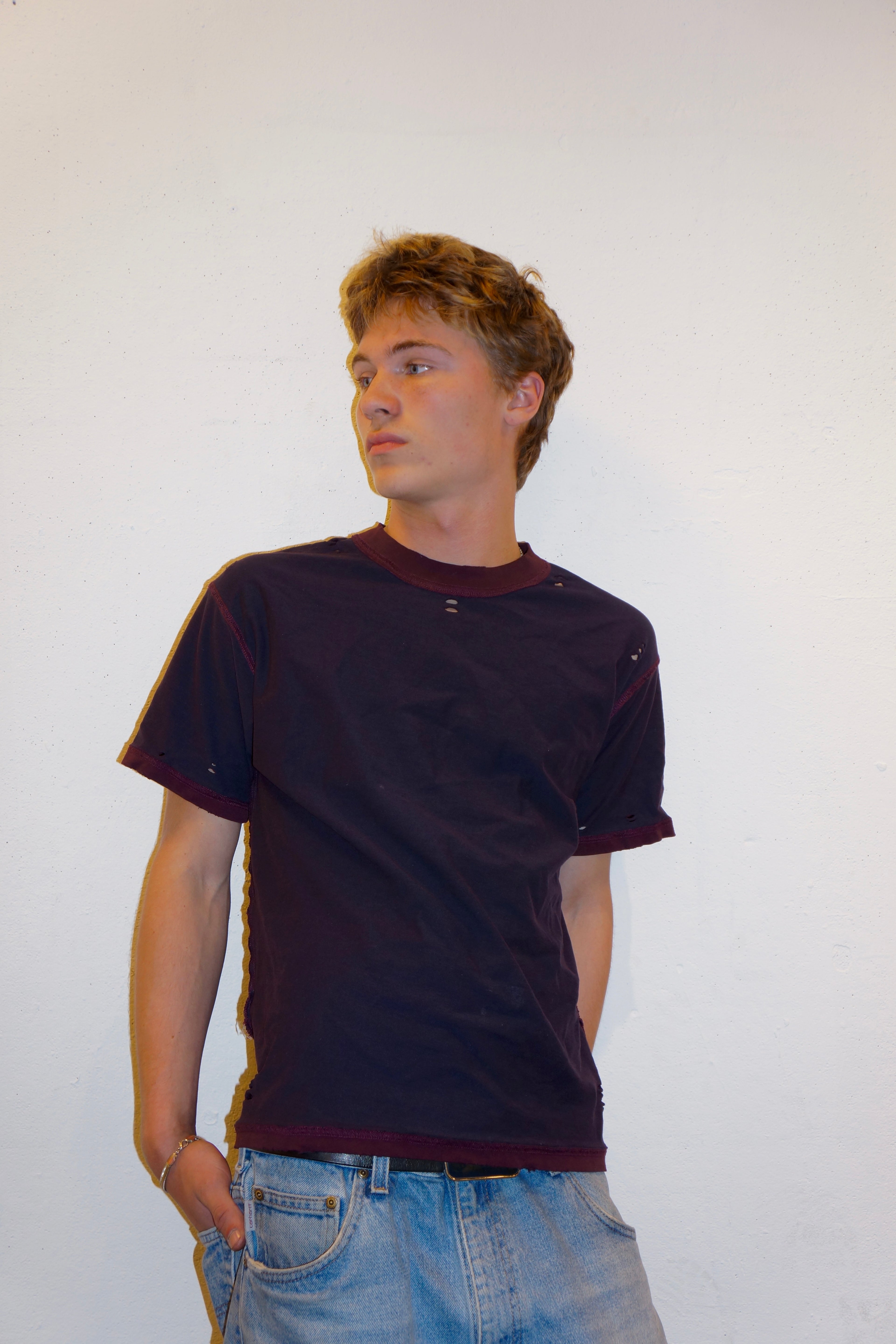 BOXER Tee (Navy and Wine)